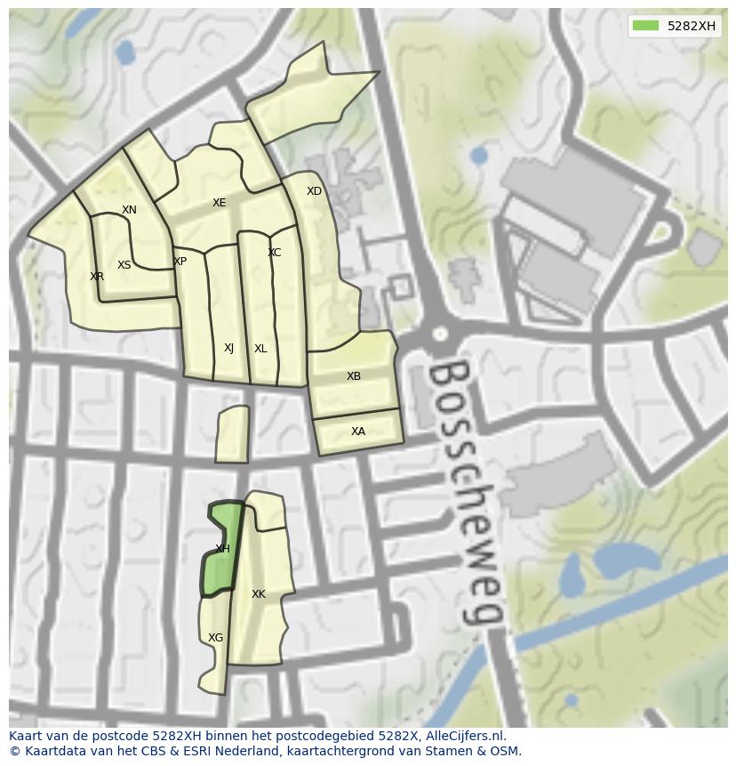 Afbeelding van het postcodegebied 5282 XH op de kaart.