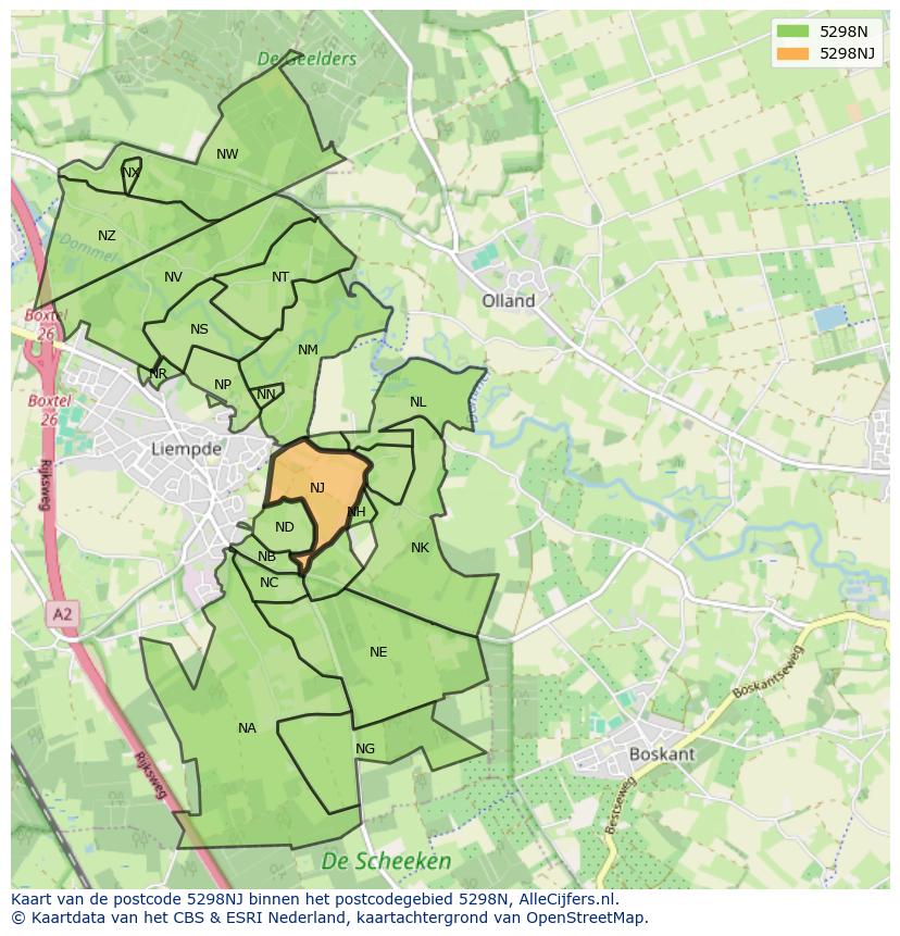 Afbeelding van het postcodegebied 5298 NJ op de kaart.