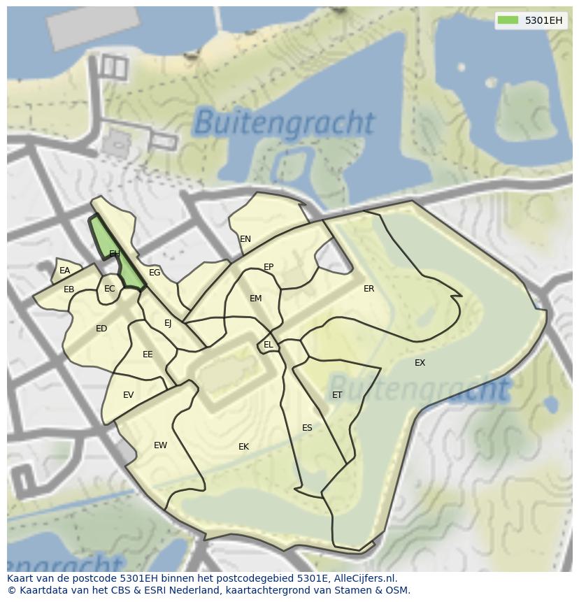 Afbeelding van het postcodegebied 5301 EH op de kaart.