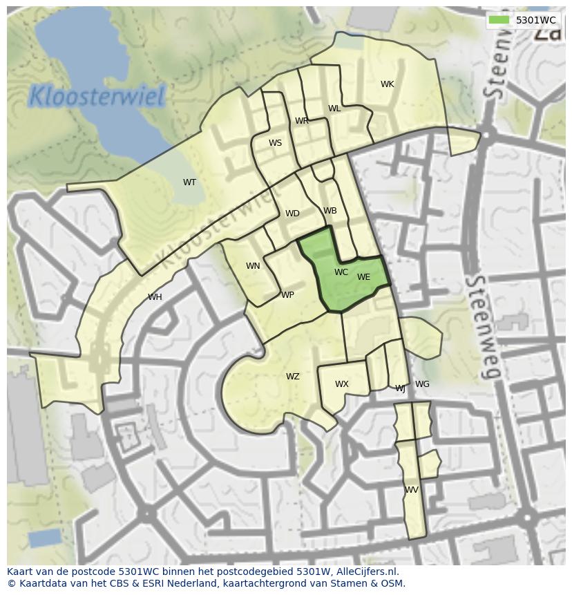 Afbeelding van het postcodegebied 5301 WC op de kaart.