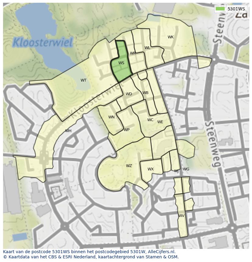Afbeelding van het postcodegebied 5301 WS op de kaart.