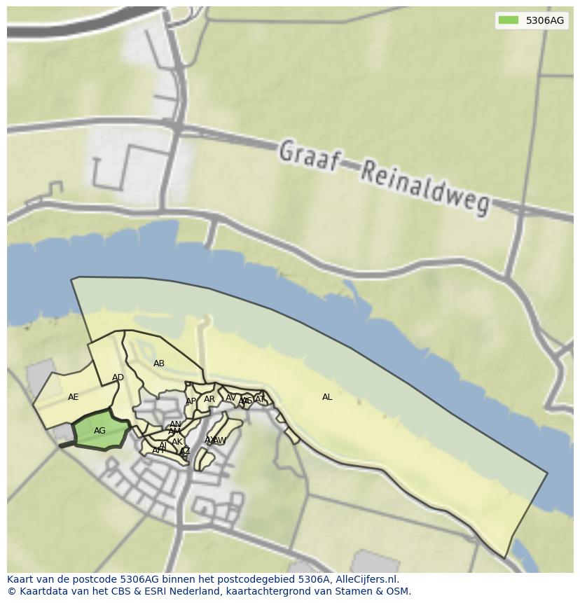 Afbeelding van het postcodegebied 5306 AG op de kaart.