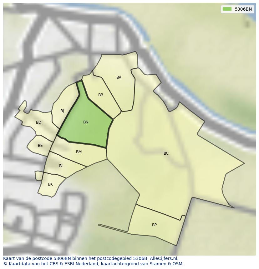 Afbeelding van het postcodegebied 5306 BN op de kaart.