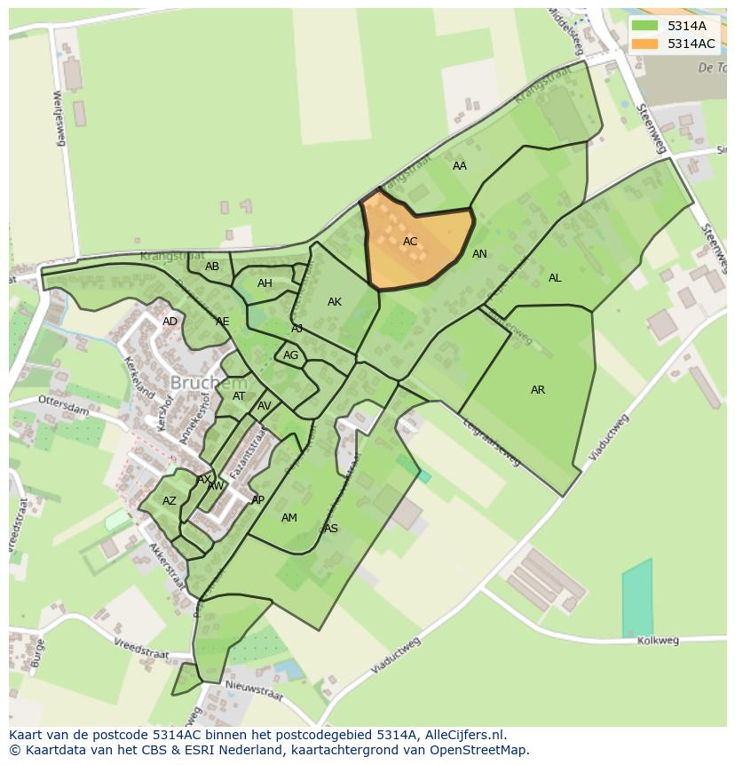 Afbeelding van het postcodegebied 5314 AC op de kaart.