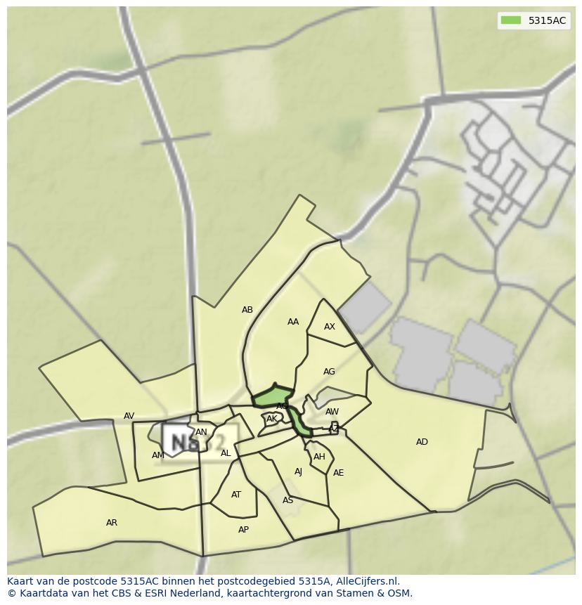 Afbeelding van het postcodegebied 5315 AC op de kaart.