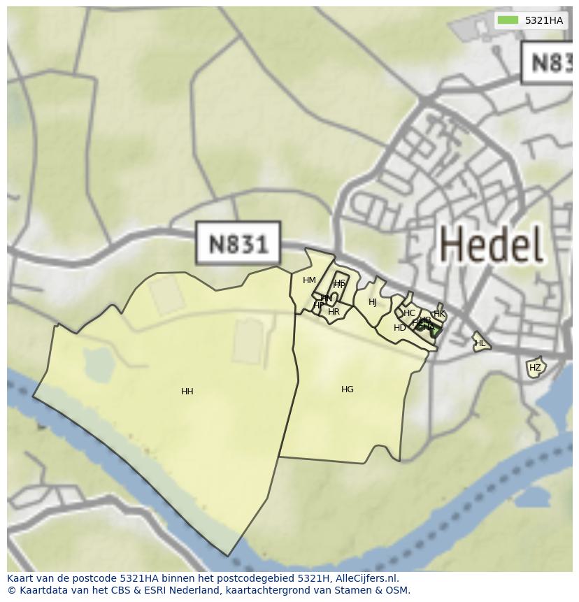 Afbeelding van het postcodegebied 5321 HA op de kaart.