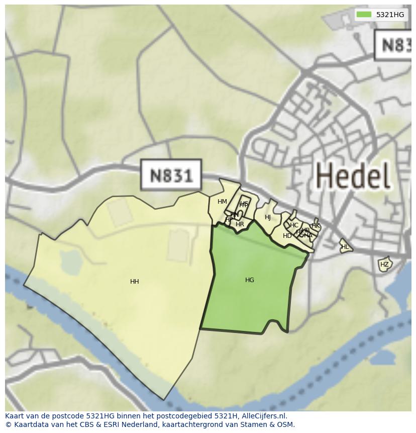 Afbeelding van het postcodegebied 5321 HG op de kaart.