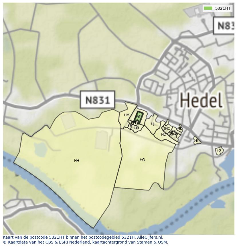 Afbeelding van het postcodegebied 5321 HT op de kaart.