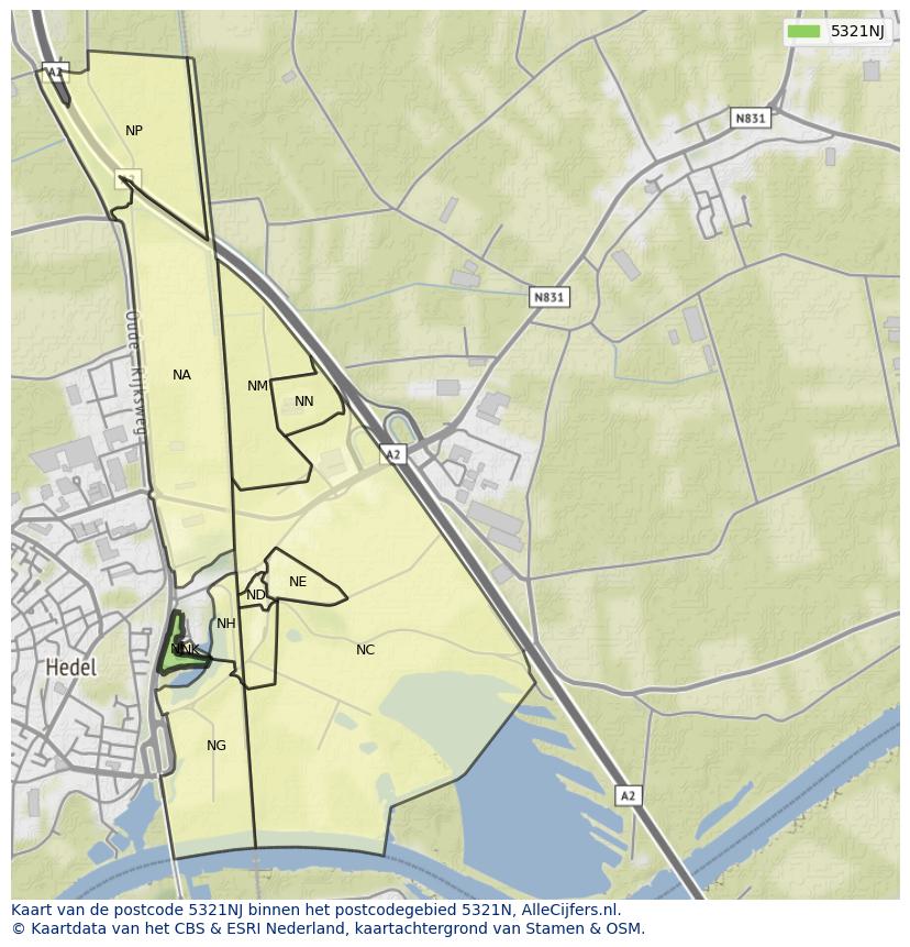 Afbeelding van het postcodegebied 5321 NJ op de kaart.