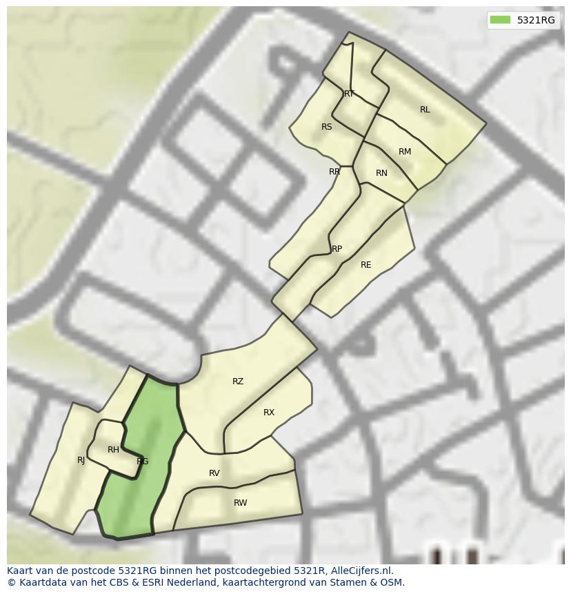 Afbeelding van het postcodegebied 5321 RG op de kaart.