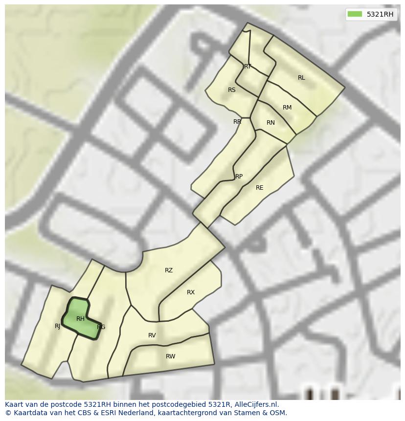 Afbeelding van het postcodegebied 5321 RH op de kaart.