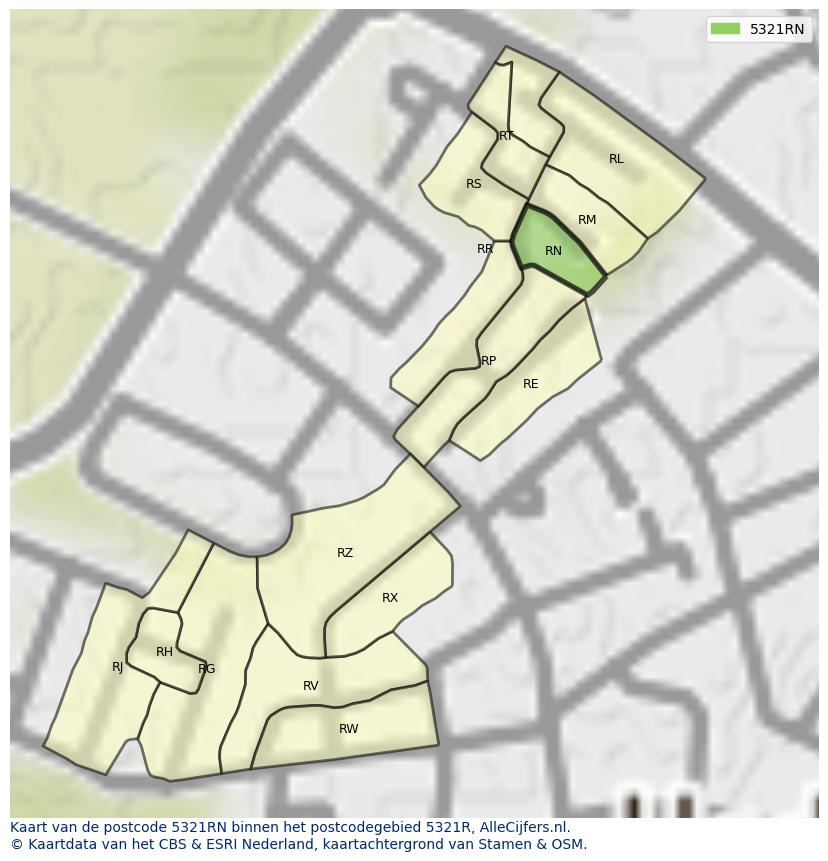 Afbeelding van het postcodegebied 5321 RN op de kaart.