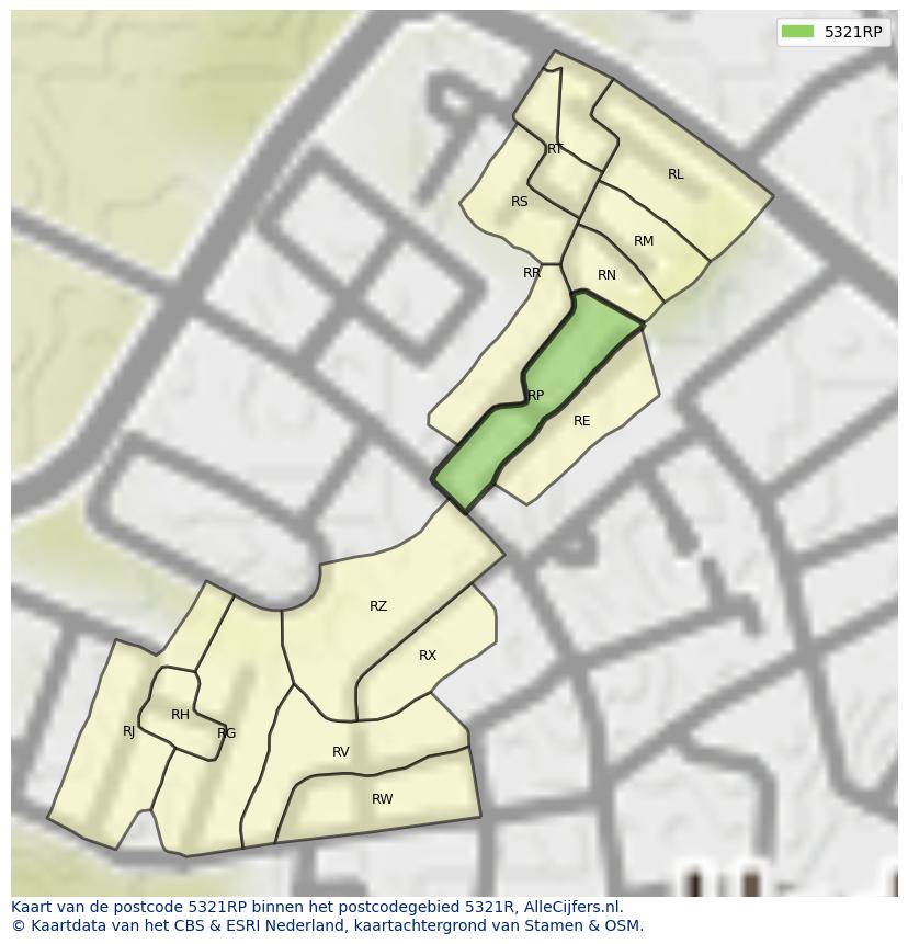 Afbeelding van het postcodegebied 5321 RP op de kaart.