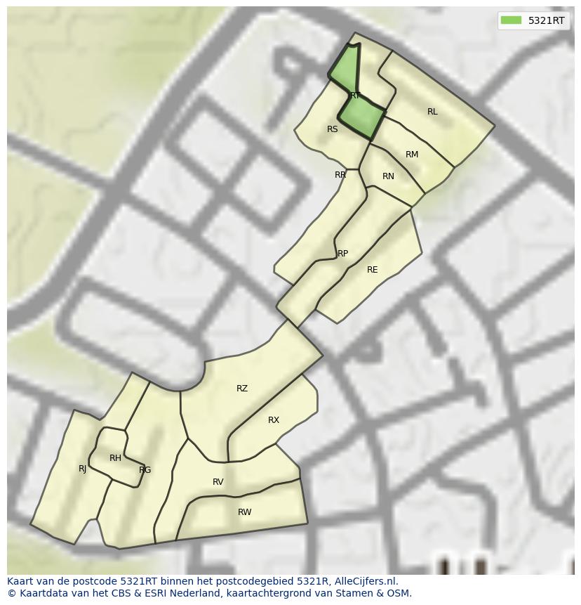 Afbeelding van het postcodegebied 5321 RT op de kaart.
