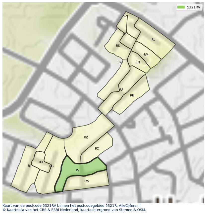 Afbeelding van het postcodegebied 5321 RV op de kaart.