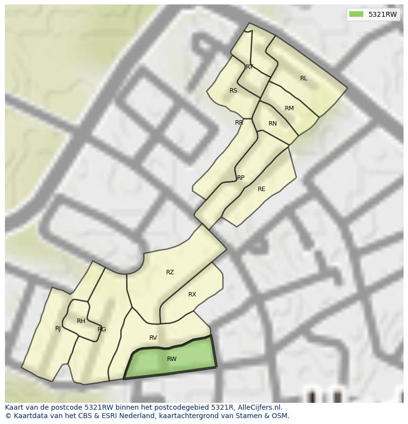 Afbeelding van het postcodegebied 5321 RW op de kaart.