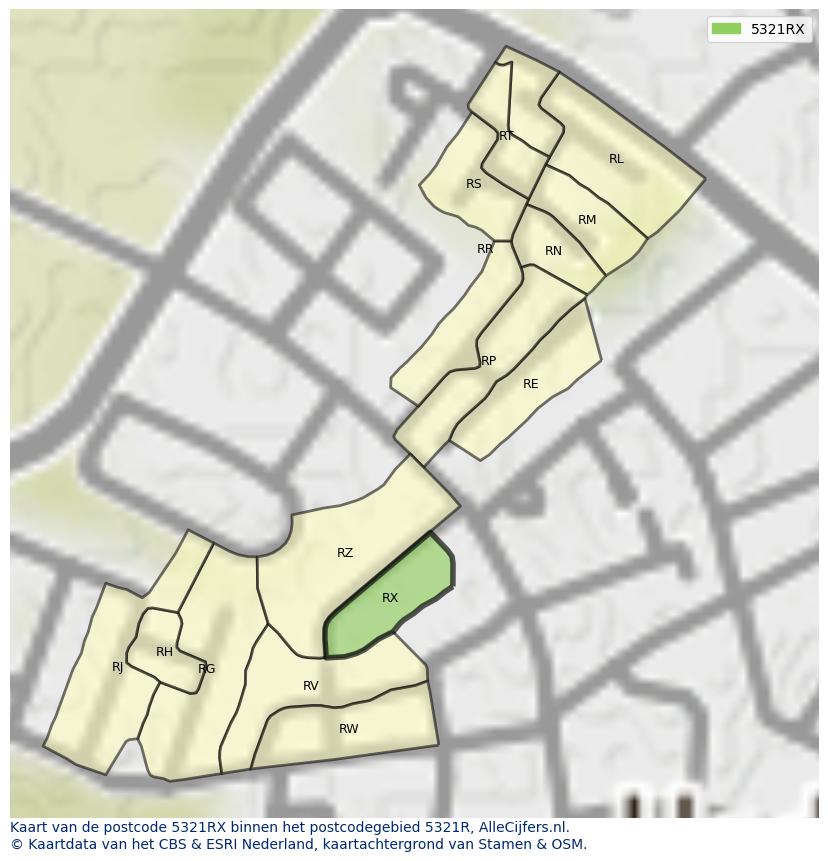 Afbeelding van het postcodegebied 5321 RX op de kaart.