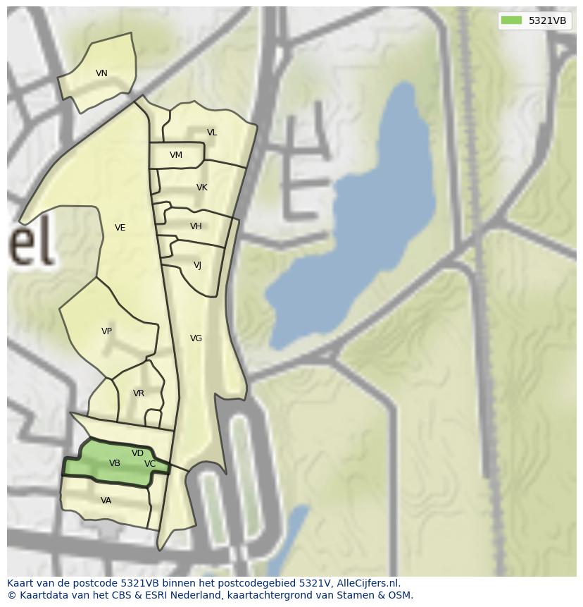 Afbeelding van het postcodegebied 5321 VB op de kaart.