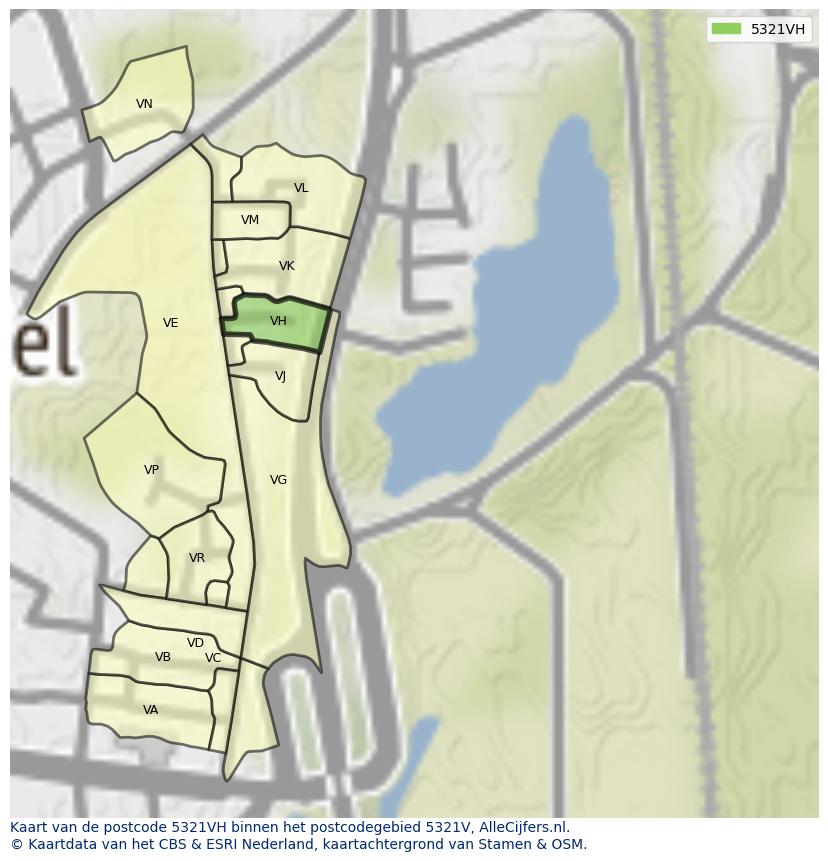 Afbeelding van het postcodegebied 5321 VH op de kaart.