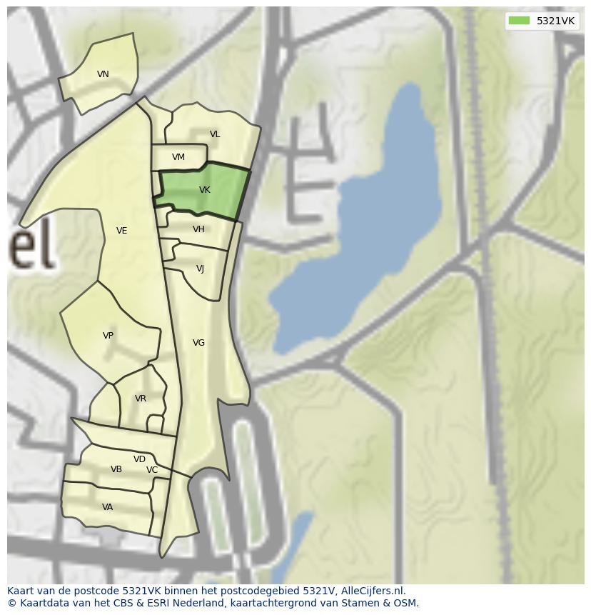 Afbeelding van het postcodegebied 5321 VK op de kaart.