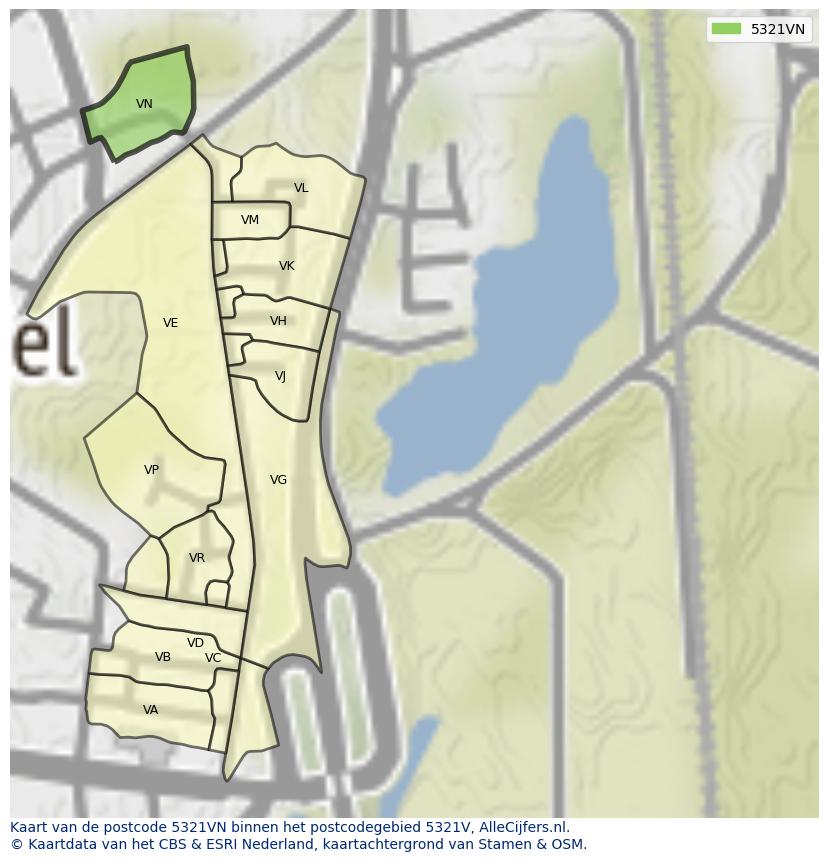 Afbeelding van het postcodegebied 5321 VN op de kaart.