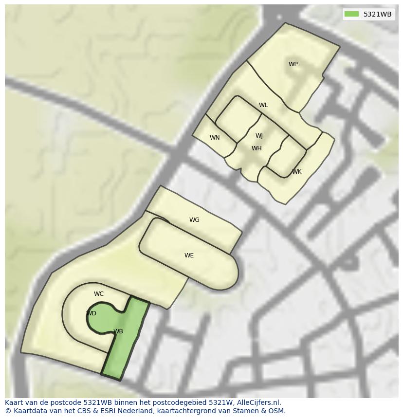 Afbeelding van het postcodegebied 5321 WB op de kaart.