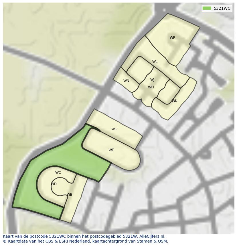 Afbeelding van het postcodegebied 5321 WC op de kaart.