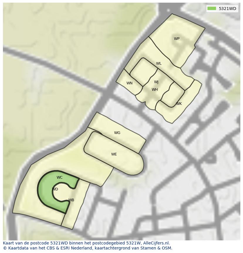 Afbeelding van het postcodegebied 5321 WD op de kaart.