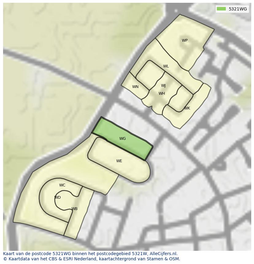 Afbeelding van het postcodegebied 5321 WG op de kaart.
