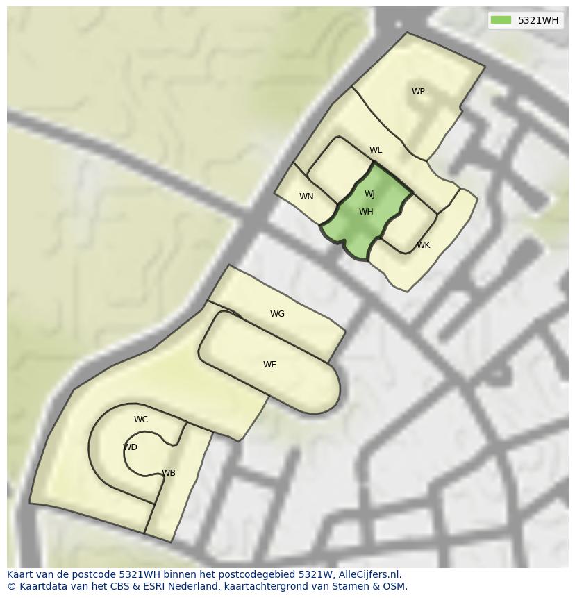 Afbeelding van het postcodegebied 5321 WH op de kaart.