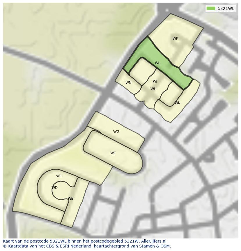 Afbeelding van het postcodegebied 5321 WL op de kaart.