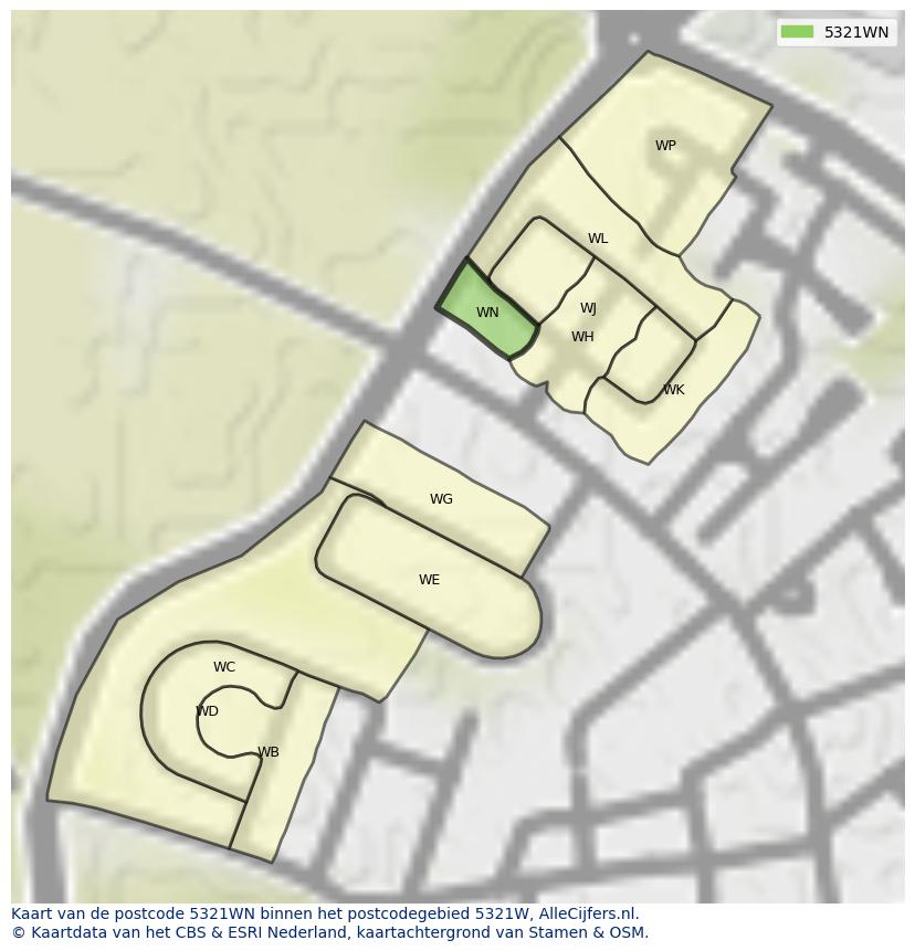 Afbeelding van het postcodegebied 5321 WN op de kaart.