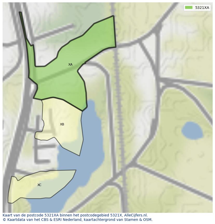 Afbeelding van het postcodegebied 5321 XA op de kaart.