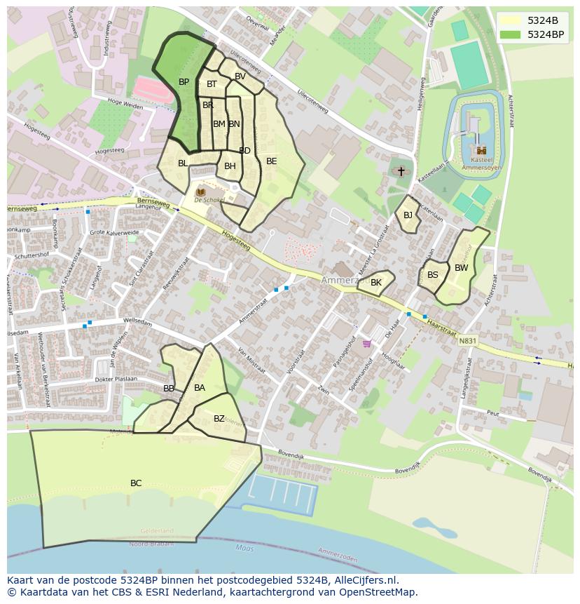 Afbeelding van het postcodegebied 5324 BP op de kaart.