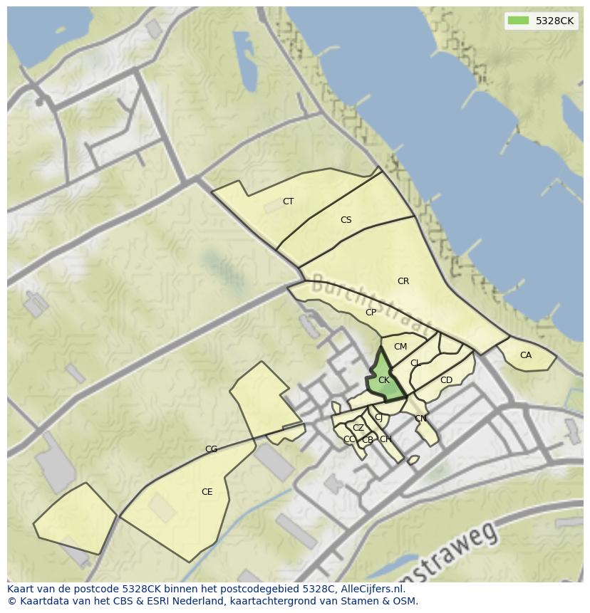Afbeelding van het postcodegebied 5328 CK op de kaart.