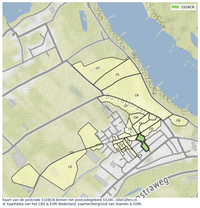 Afbeelding van het postcodegebied 5328 CN op de kaart.