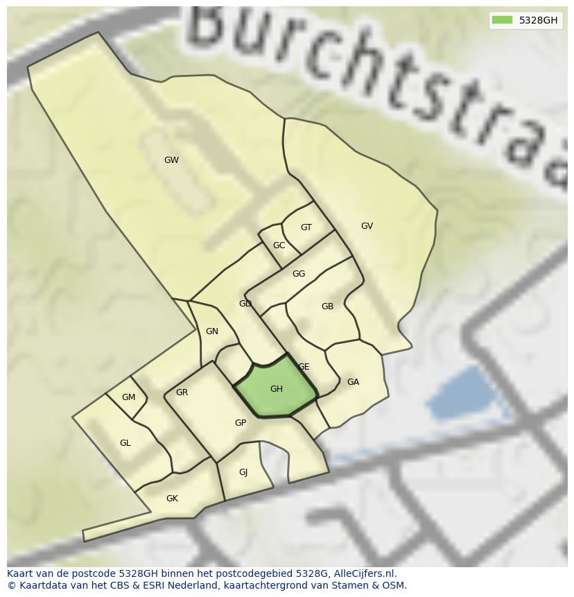 Afbeelding van het postcodegebied 5328 GH op de kaart.