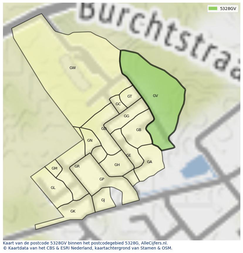 Afbeelding van het postcodegebied 5328 GV op de kaart.