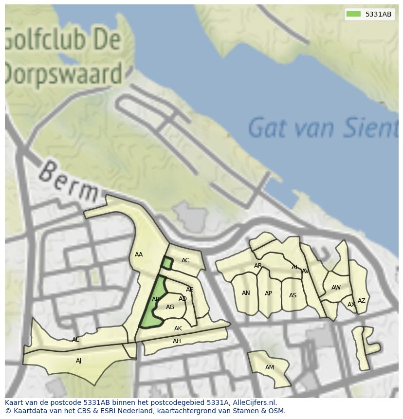 Afbeelding van het postcodegebied 5331 AB op de kaart.