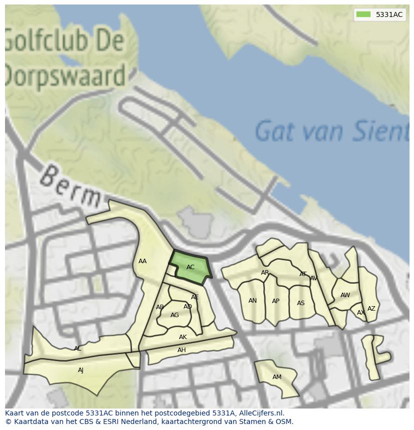Afbeelding van het postcodegebied 5331 AC op de kaart.