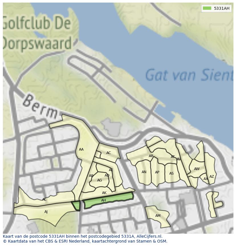 Afbeelding van het postcodegebied 5331 AH op de kaart.