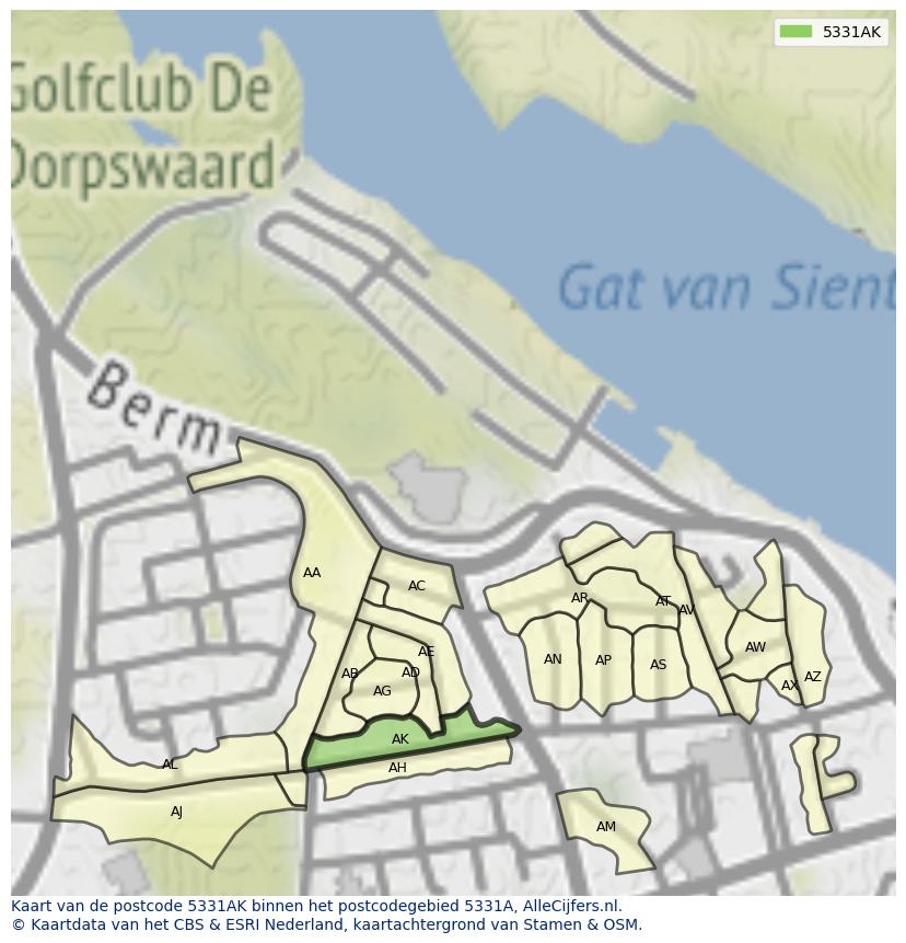 Afbeelding van het postcodegebied 5331 AK op de kaart.