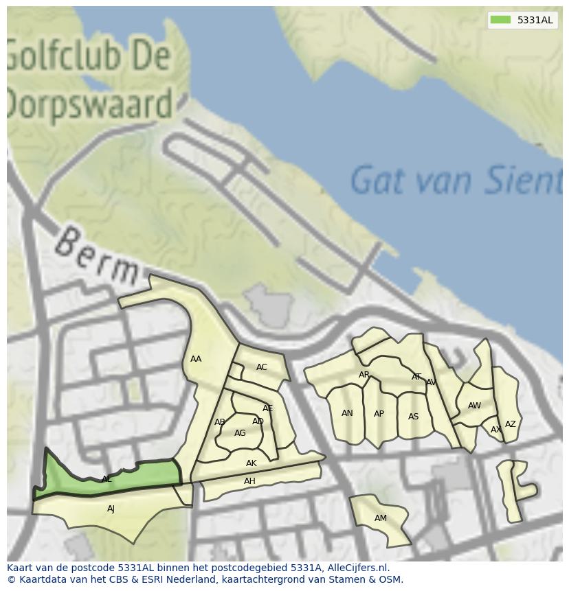 Afbeelding van het postcodegebied 5331 AL op de kaart.