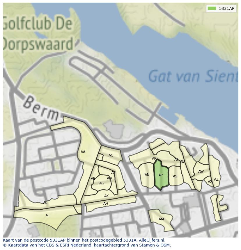 Afbeelding van het postcodegebied 5331 AP op de kaart.