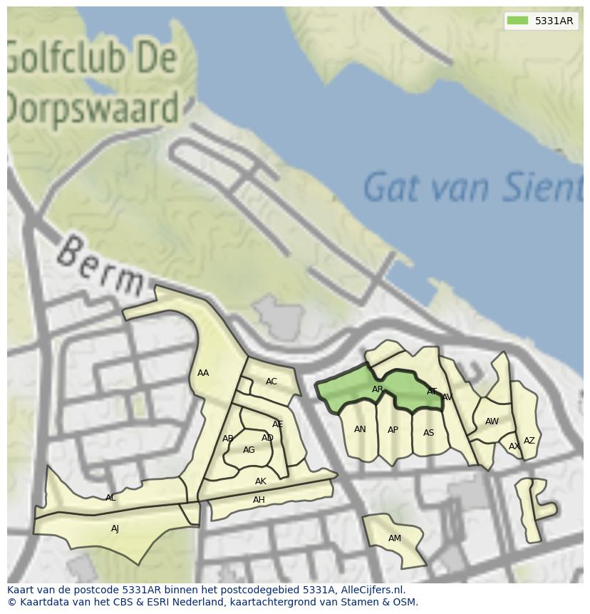Afbeelding van het postcodegebied 5331 AR op de kaart.