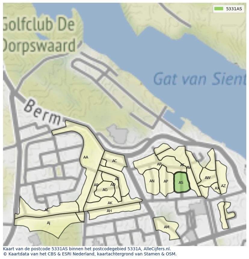 Afbeelding van het postcodegebied 5331 AS op de kaart.