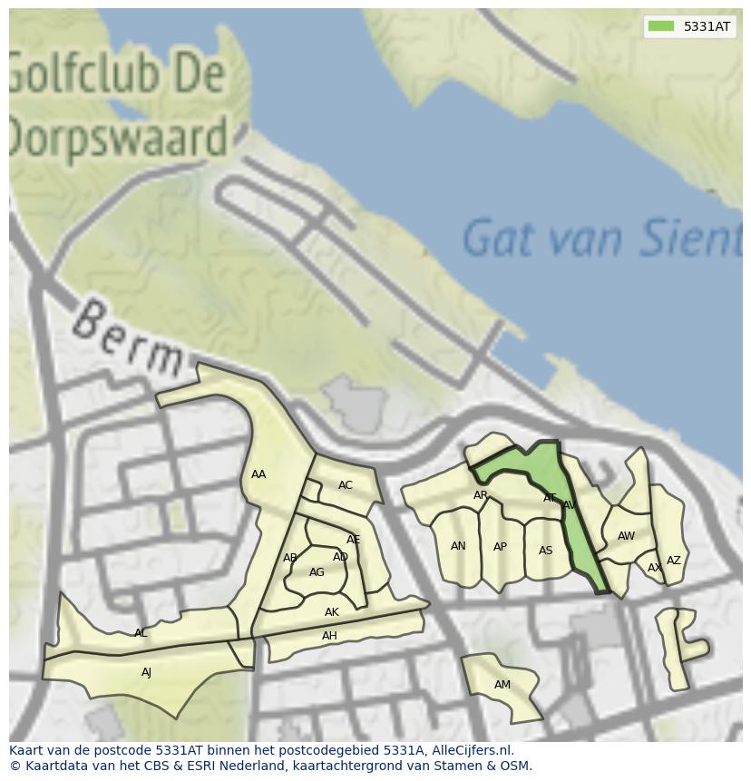 Afbeelding van het postcodegebied 5331 AT op de kaart.