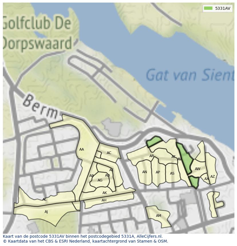 Afbeelding van het postcodegebied 5331 AV op de kaart.