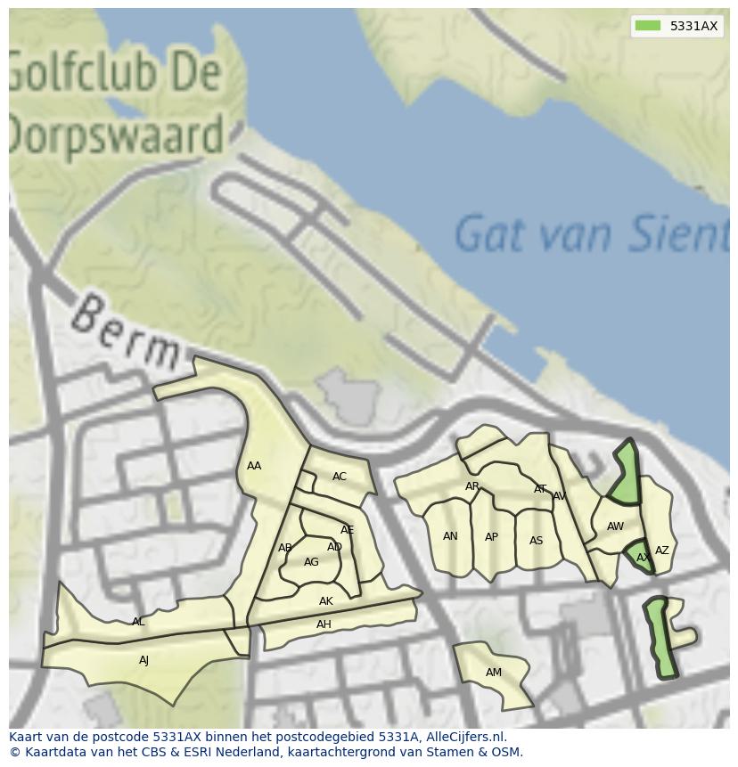 Afbeelding van het postcodegebied 5331 AX op de kaart.