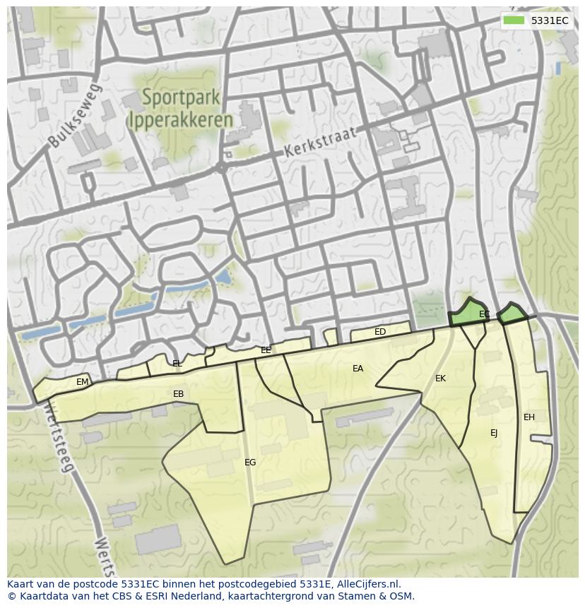 Afbeelding van het postcodegebied 5331 EC op de kaart.